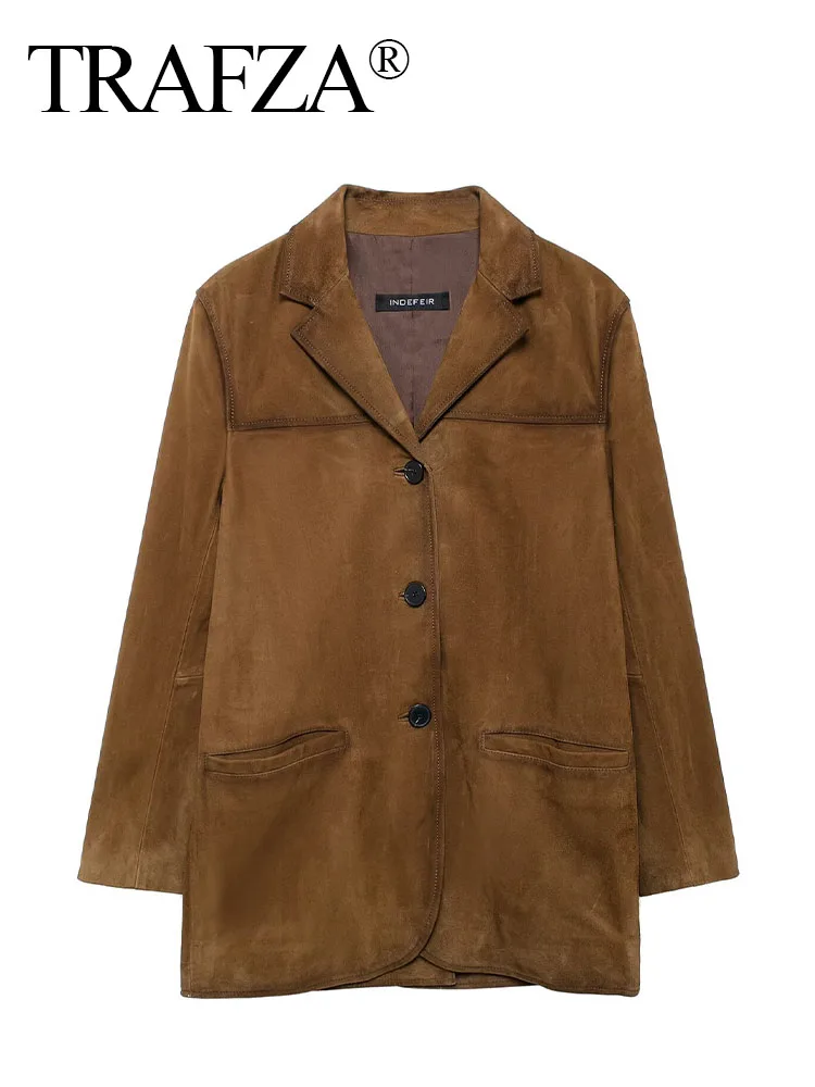 Женский однобортный топ с длинными рукавами и отложным воротником