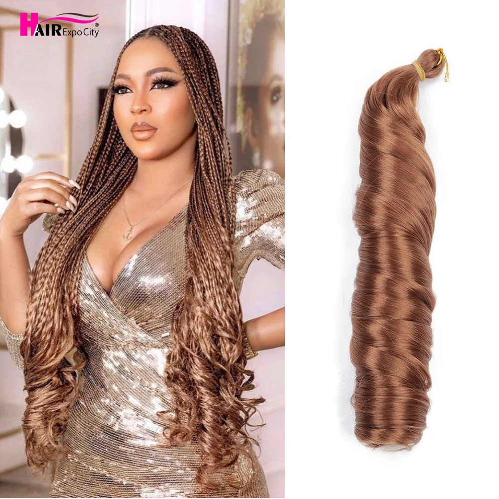 

French Curls Braiding Hair Synthetic Crochet Braid Hair Extensions 22 Inch Silky Braids Loose Wavy Spiral Curl Hair Expo City