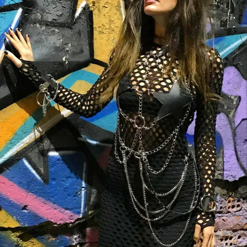 Женская кожаная подвязка с цепочкой для танцев на шесте женское сексуальное