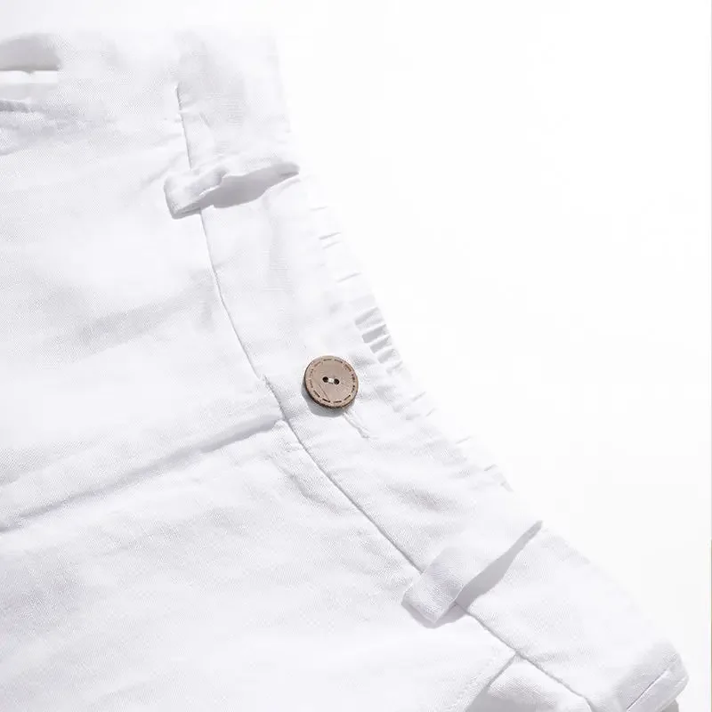 Женские белые широкие брюки из 100% чистого льна летние тонкие свободные дышащие