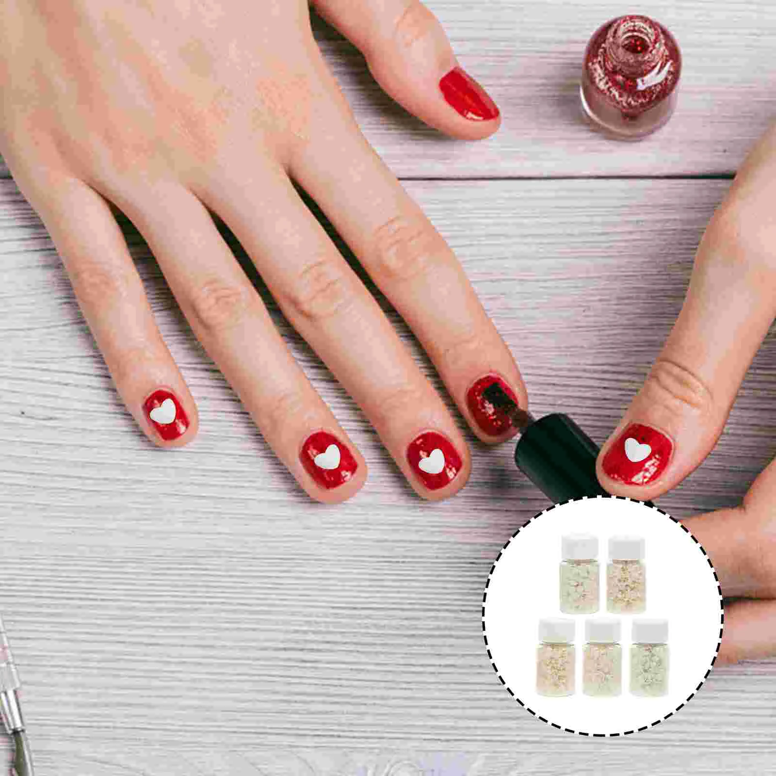 

5 Bottles Nail Manicure DIY Sticker Luminous Fingernail Decoration