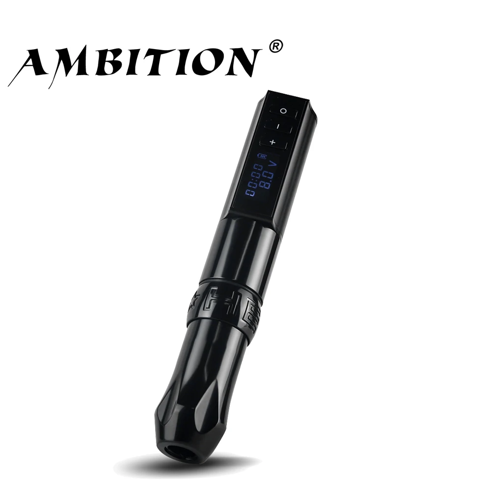 Ambition hunter wireless Tattoo pen machine 1650mAh Lithium Battery Power Supply LED Digital For Body Art