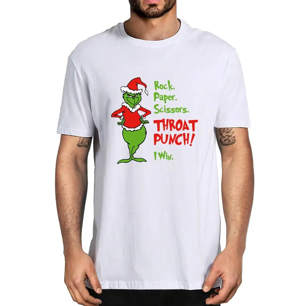 

Unisex Cotton Shirts A Rock Paper Scissors Throat Punch I Win Christmas Gift Men's 100% Cotton T-Shirt Women Top Tee