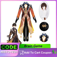 genshin impact morax cosplay costume brown orange wig zhongli full set game costume male game anime role play outfit holllaween
