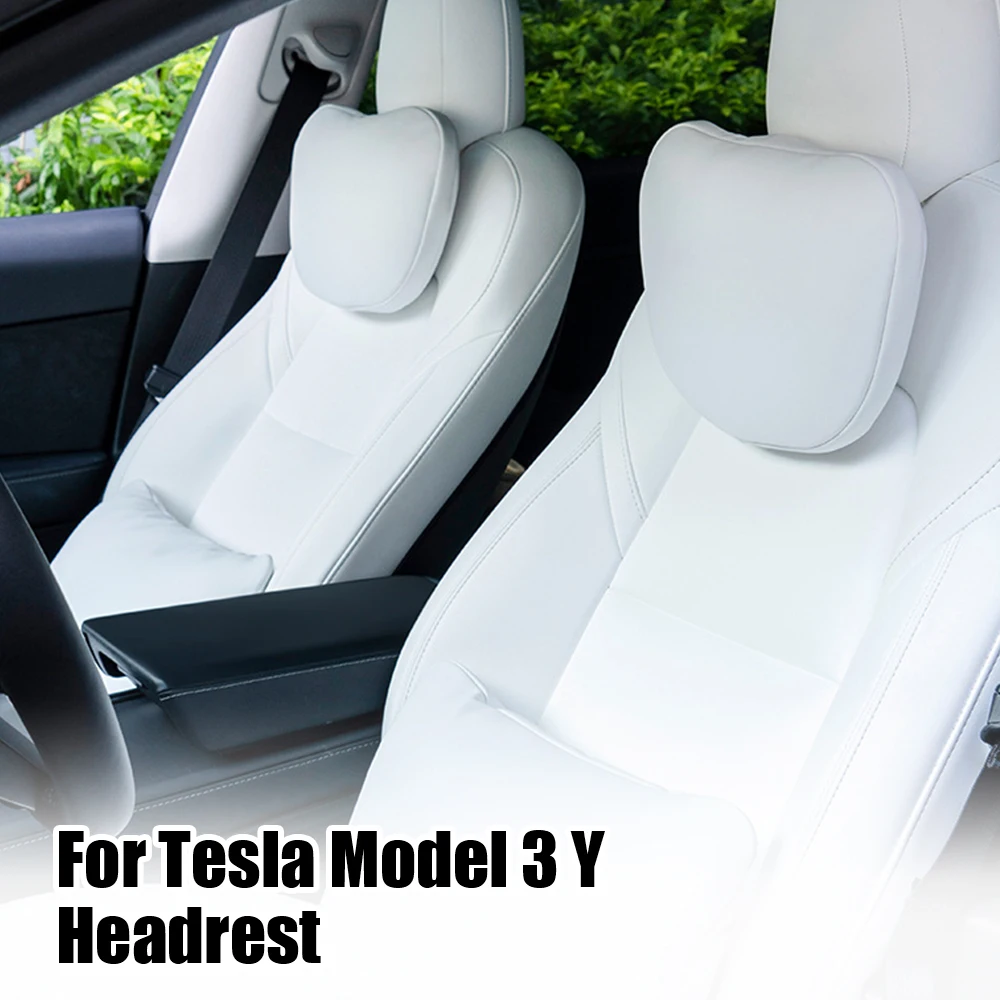 

Подушка под шею для автомобильного сиденья Tesla Model 3 Y, кожаный подголовник, поддержка поясницы, мягкая подушка для шеи с эффектом памяти, высокое качество