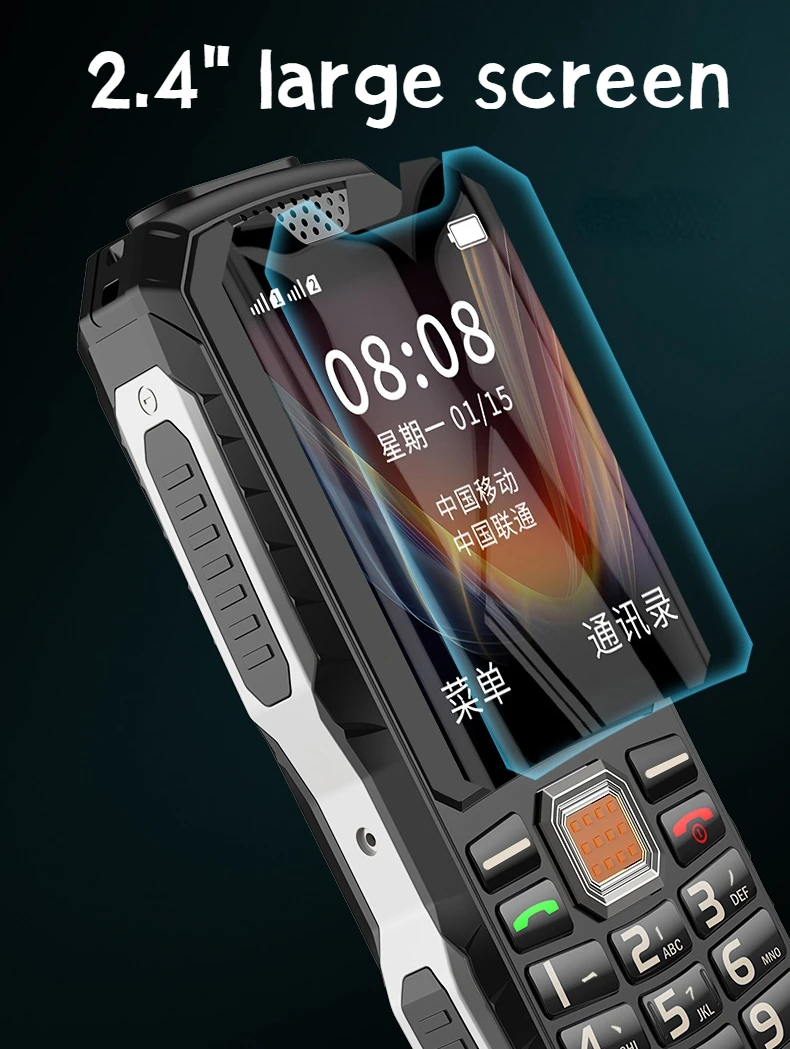 2G Unlock Push Button Large Power Rugged Low Price Mobile Phone Two Torch Whatsapp Dual Sim FM Radio Loud Soud Elderly Cellphone