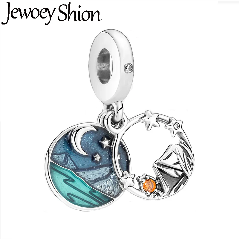 Женский посеребренный браслет с подвеской в виде ночного неба, приключений, гор и рек, 2 шт./комплект