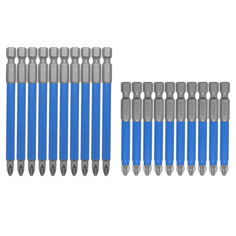

20Pcs Magnetic PH2 Screwdriver Bits Set Non-Slip Cross Head Electric Screwdriver Bits Set 1/4 Inch Hex Shank 90Mm 65Mm