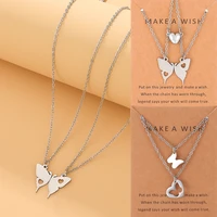 hollow butterfly pendant stainless steel necklace for women couple matching magnet heart clavicle chain collar acero inoxidable