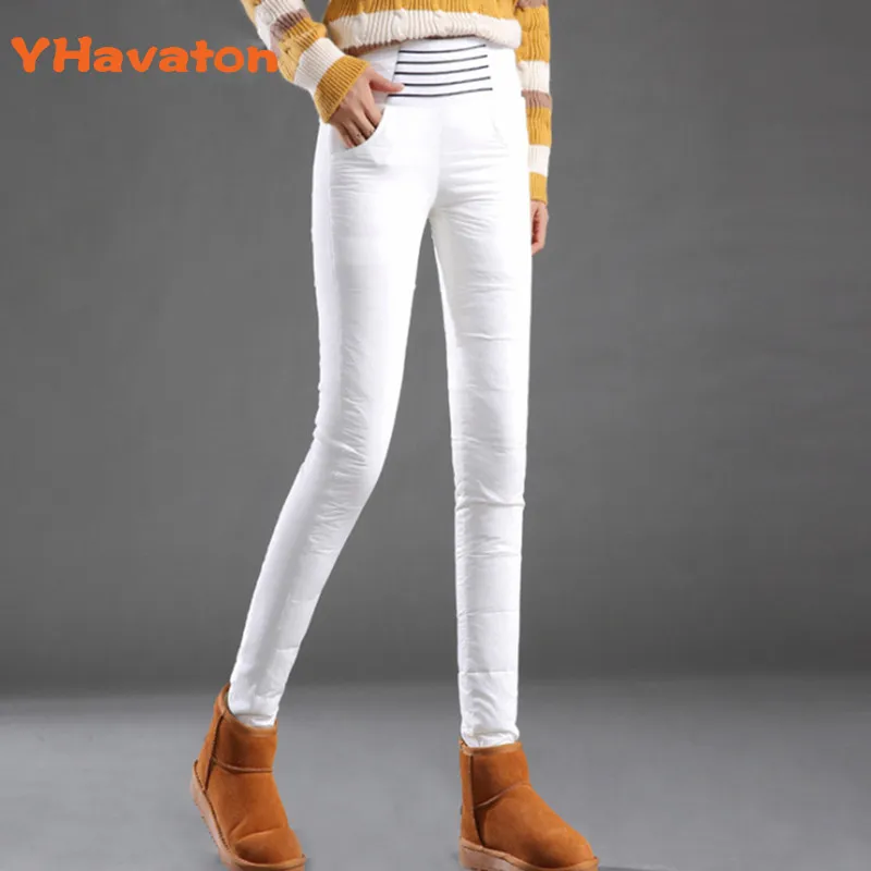 Теплые женские брюки зима 2023 новые зимние брюки женские белые брюки свысокой талией на утином пуху для женщин женские толстые YHavaton