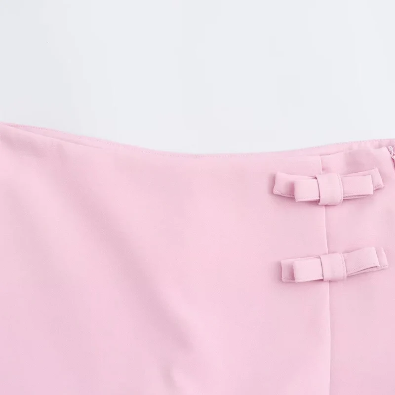 Женская юбка-шорты с завышенной талией и бантом