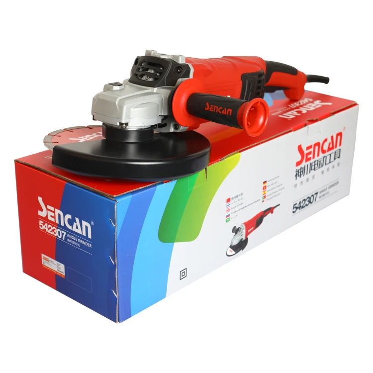 Фото Угловая шлифмашина SENCAN Power Tools электрическая, 230 мм (9 дюймов), 3000 Вт, модель 542307, профессиональная, для тяжелых работ, с рукояткой №1