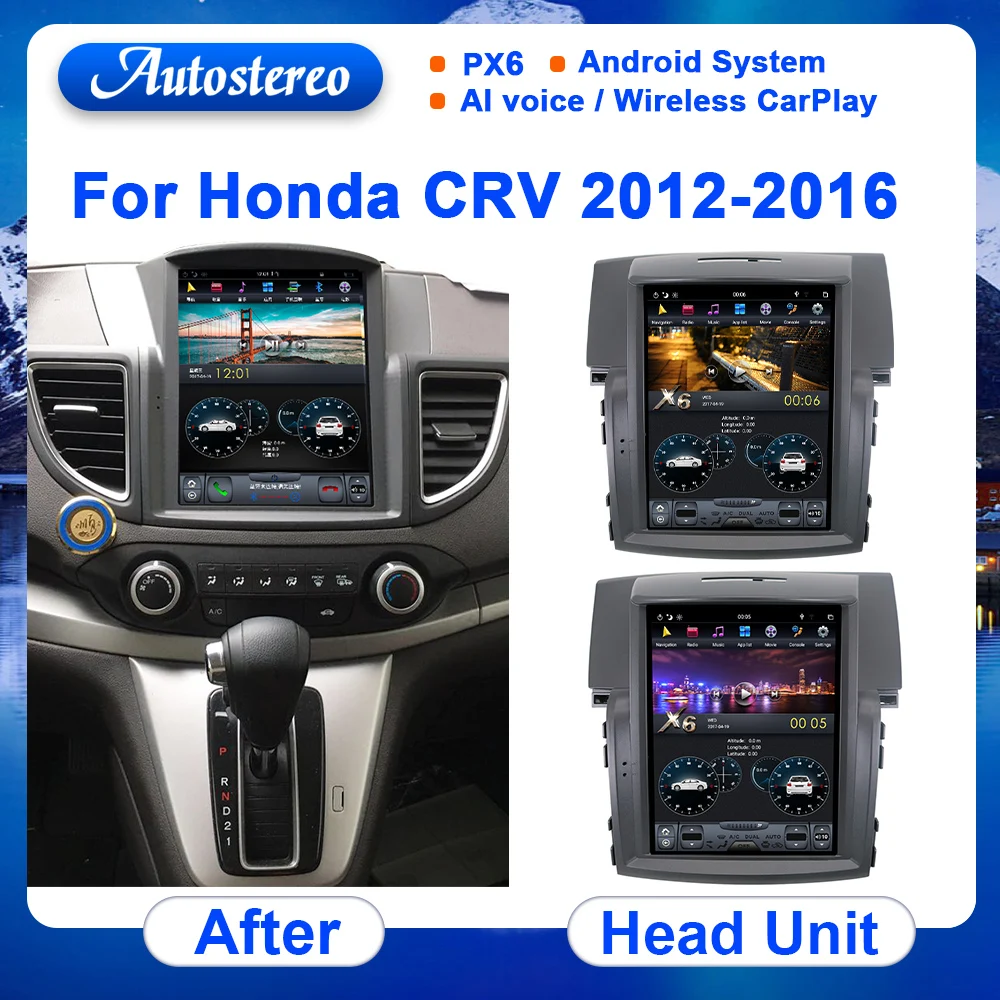 

For Honda CRV 2012-2016 Android Car Radio GPS Navigation Autostereo Head Unit Multimedia Player Tape Recorder IPS Screen Carplay