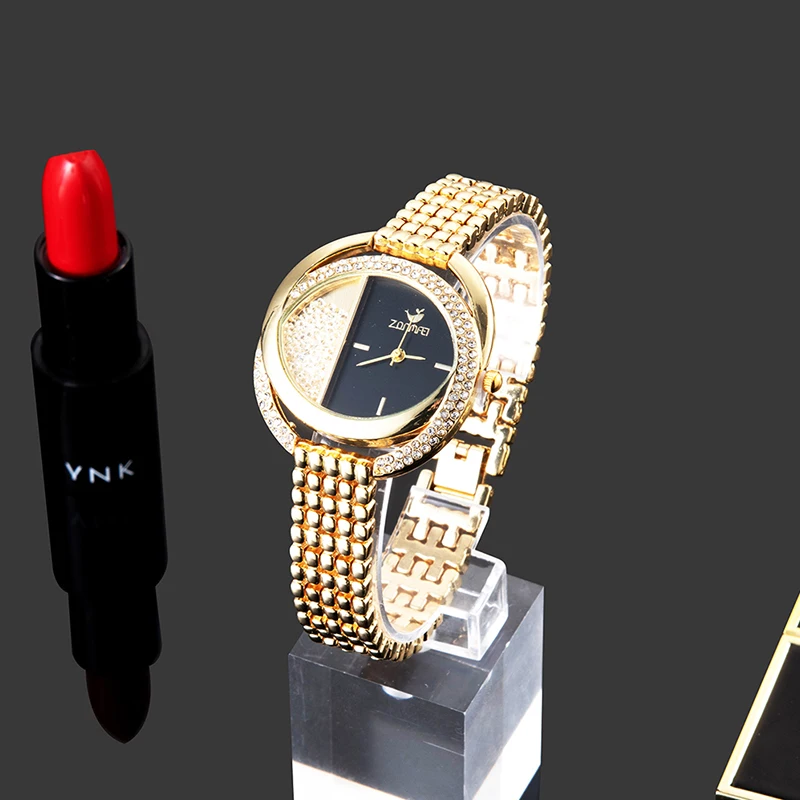Lover's Gift Box Set Fashion Women's Quartz Watches Diamond Watch Dial+Bracelet+Necklace Stainless Steel Jewelry Gift Set 3Pcs