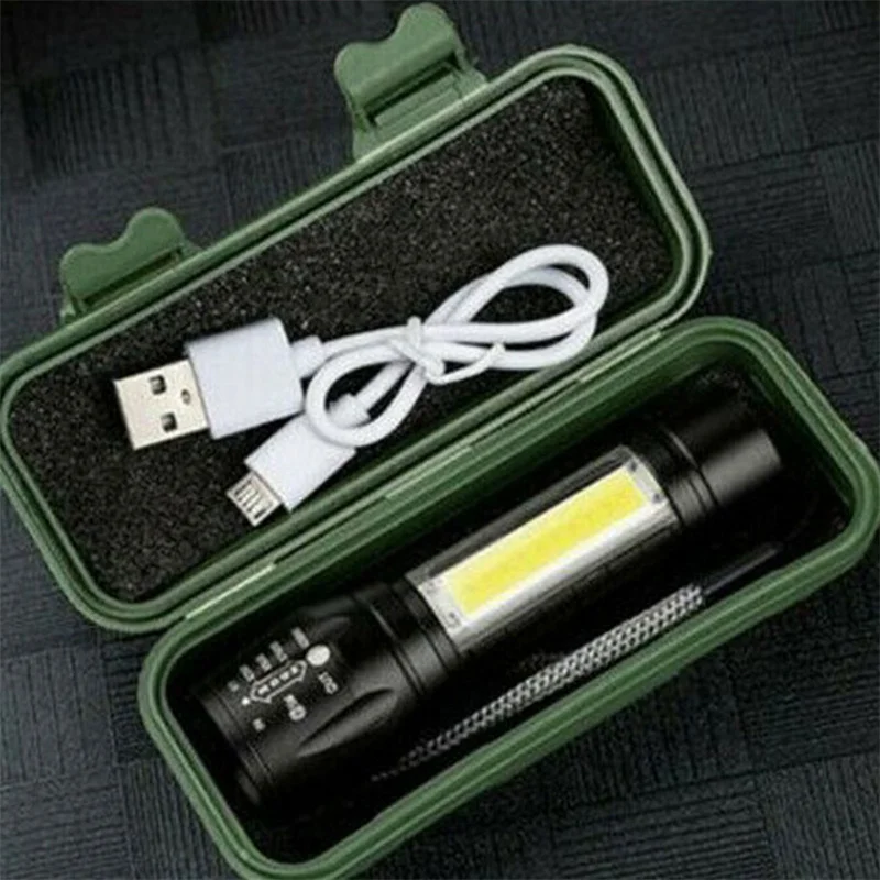 

Lighting Light Flashlight USB Rechargeable T6+COB LED Torch