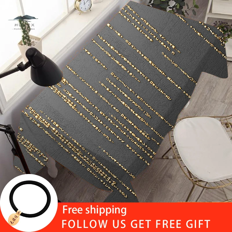 

Black Gold Table Cloth for Modern Light Luxury Kitchen Decor Country Wedding Holiday Rectangle Antifouling Tablecloth Cover