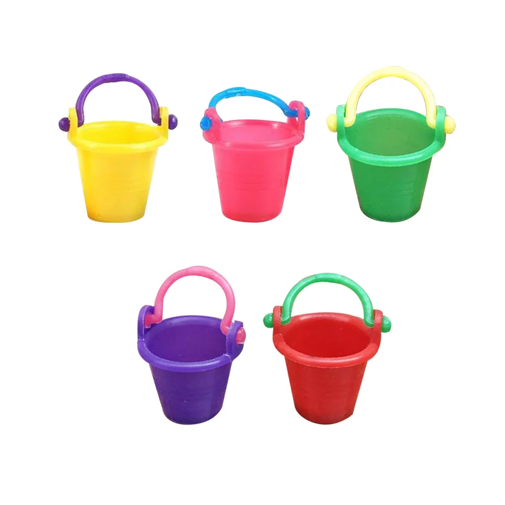 

10 Pcs House Bucket Miniature Pail Decoration Small Plastic Buckets Educational Toys Kids Decorative Model Beach