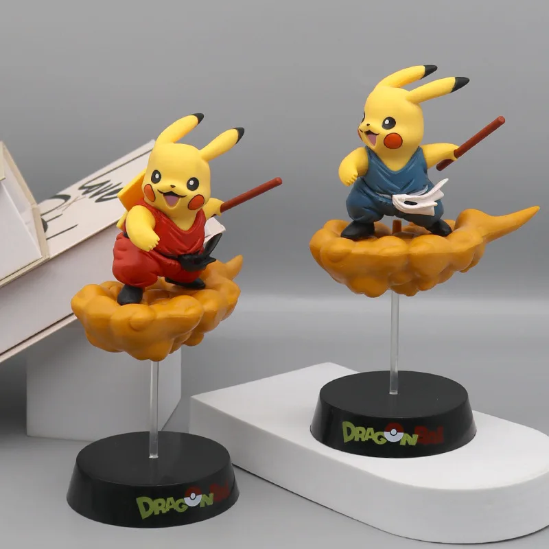 

Anime Pokemon Pikachu Cos Kakarotto PVC Action Figure Model Figure Decoration Kids Birthday Toys Gift Son Goku Somersault Cloud