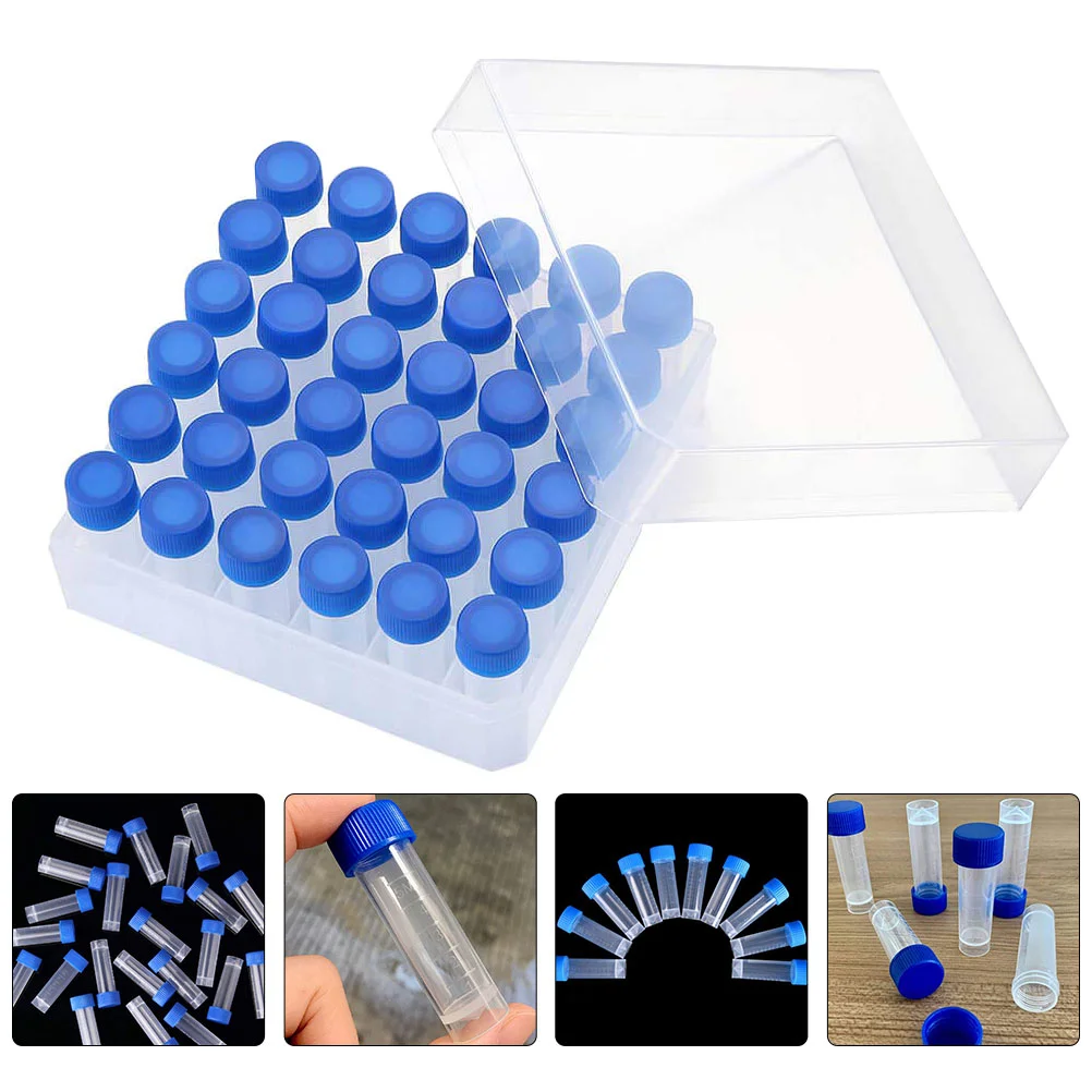 

5ml Test Tubes Vials Transparent Centrifuge Tubes Container For Laboratory School Experiment Supplies With Storage Box