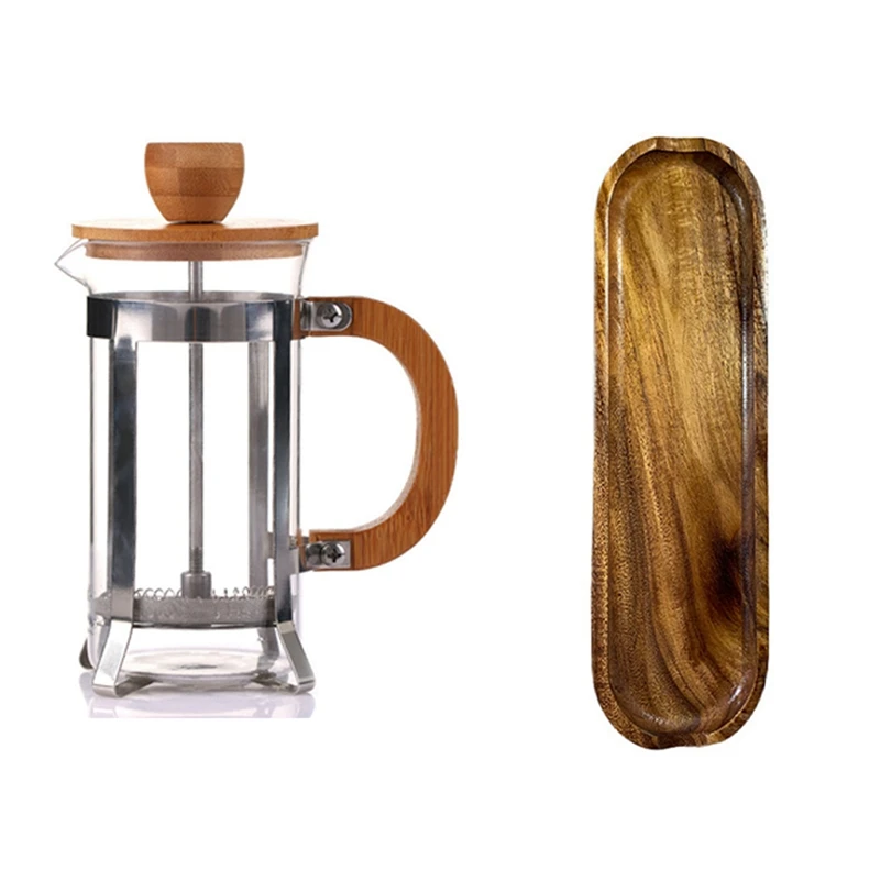 

Прямоугольная деревянная тарелка из тика, маленькая тарелка из Листьев Акации и фруктов с прессом 350 мл, фильтрующий пресс, кофейник, чайник