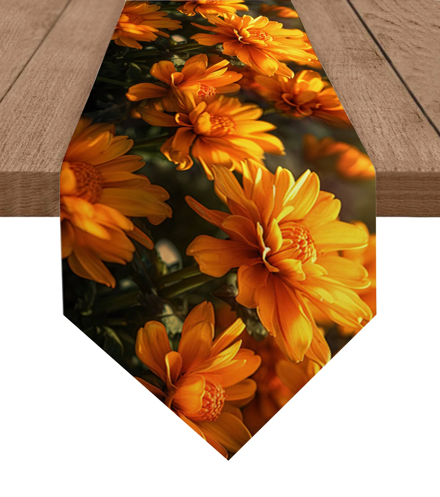 

Chrysanthemum Flower Table Runner Wedding Party Decor Tablecloth Holiday Kitchen Table Decor Table Runner