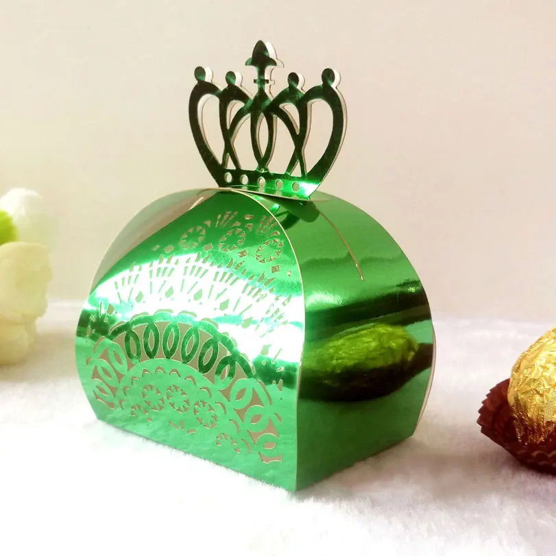 

10/50pcs/pack Love Heart Crown Laser Cut Hollow Favors Gifts Chocolate Candy Boxes Baby Shower Wedding Party Supplies