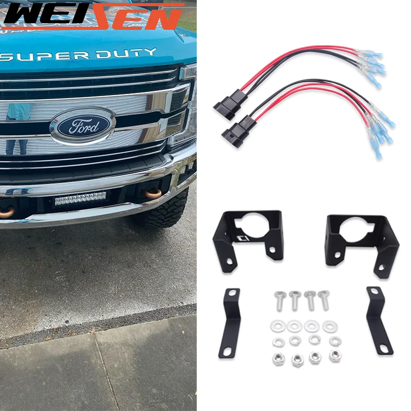 Car Accessories Front Bumper Fog Light Pod Mount Insert Connector Wire Kit For Ford F250 F350 F450 F550 Super Duty 2017-2019