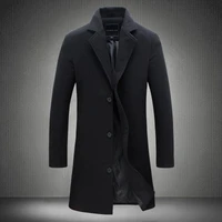 autumn winter fashion mens woolen coats solid color single breasted lapel long coat jacket casual overcoat