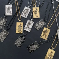 vintage medieval warrior berserk viking withtattoo on skin square stainless steel necklace amulet good luck pendant