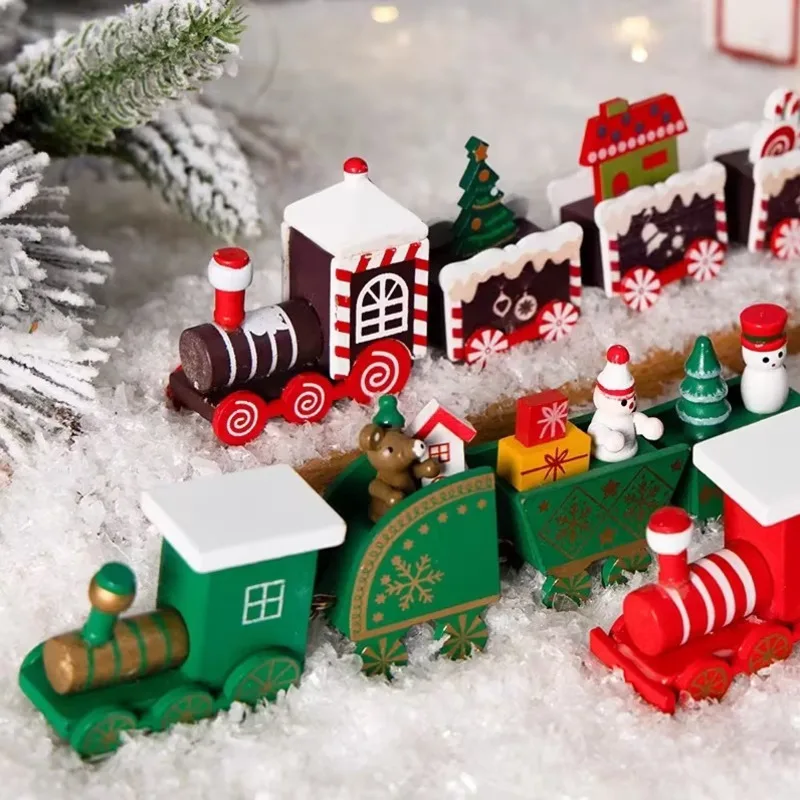 

1-10pcs Wooden Train Christmas Ornament Merry Christmas Table Home Decoration 2024 Xmas Gifts For Kids Toys Happy New Year