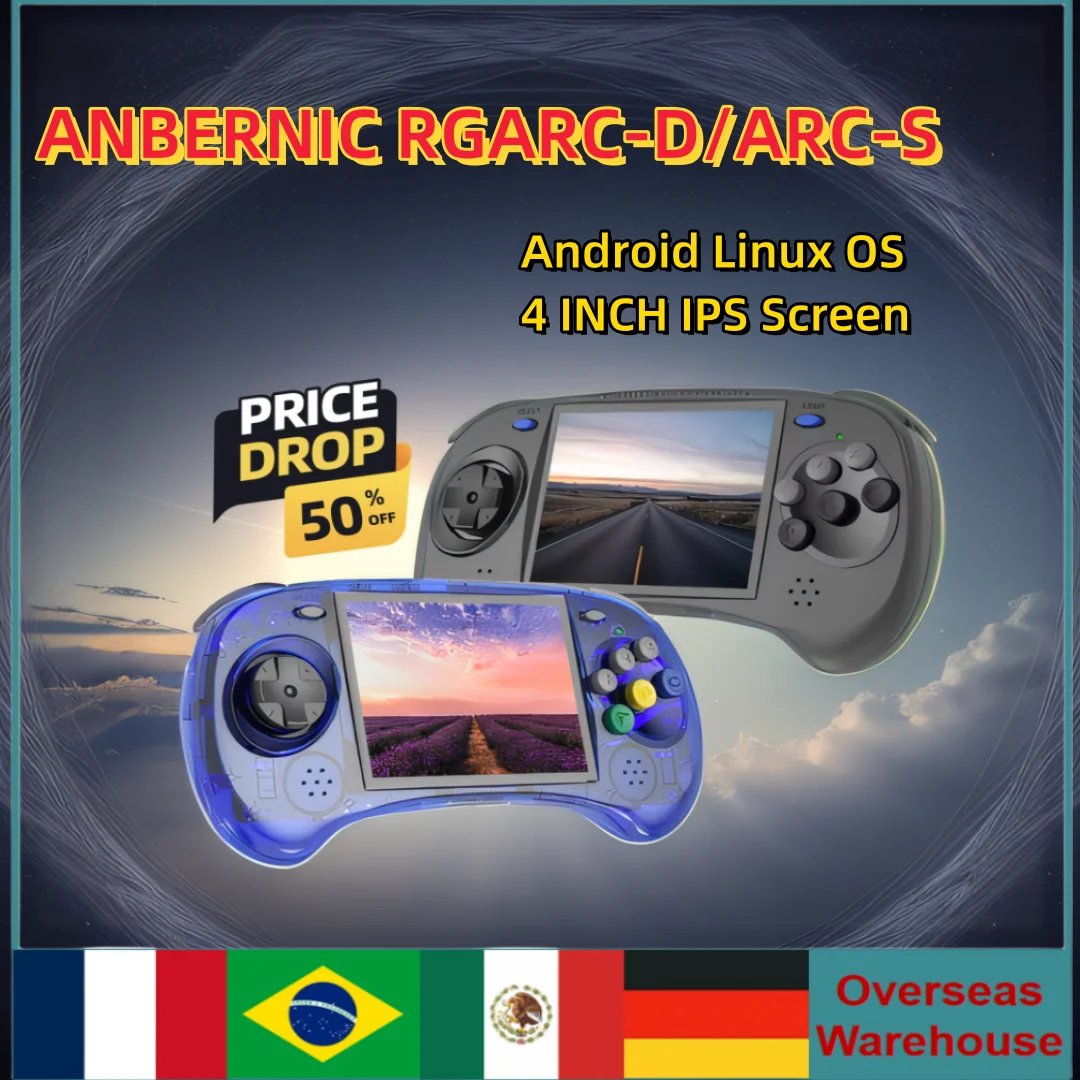 Портативная игровая консоль ANBERNIC RGARC-D RGARC-S 4-дюймовый IPS-экран 80000 игр Android Linux
