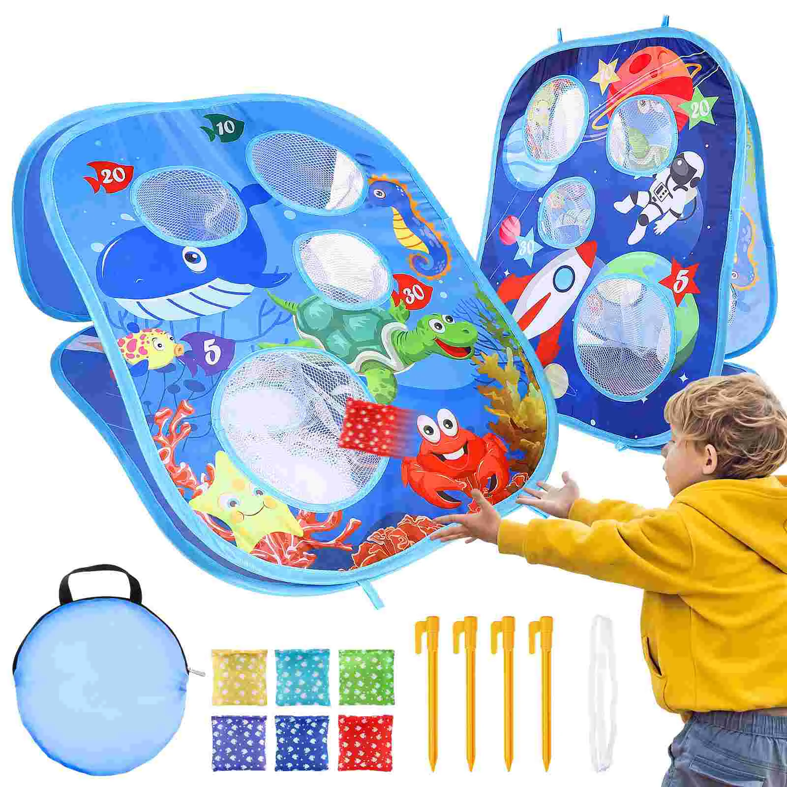 

1 Set Outdoor Camping Foldable Cornhole Toss Game Toss Board Game Bean Bag Toss Game for Kids Toddlers