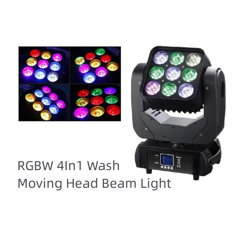 

12W Rgbw 4In1 Wash LED Moving Head Beam Lightixel Control 9Pcs Led Matrix DMX Stage DJ Light For Professional Events Disco Party