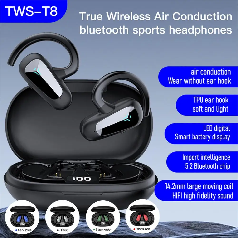 

Tws-t8 Bluetooth-совместимые наушники с воздушной проводимостью, шумоподавление, Hi-Fi стерео водонепроницаемая Спортивная гарнитура
