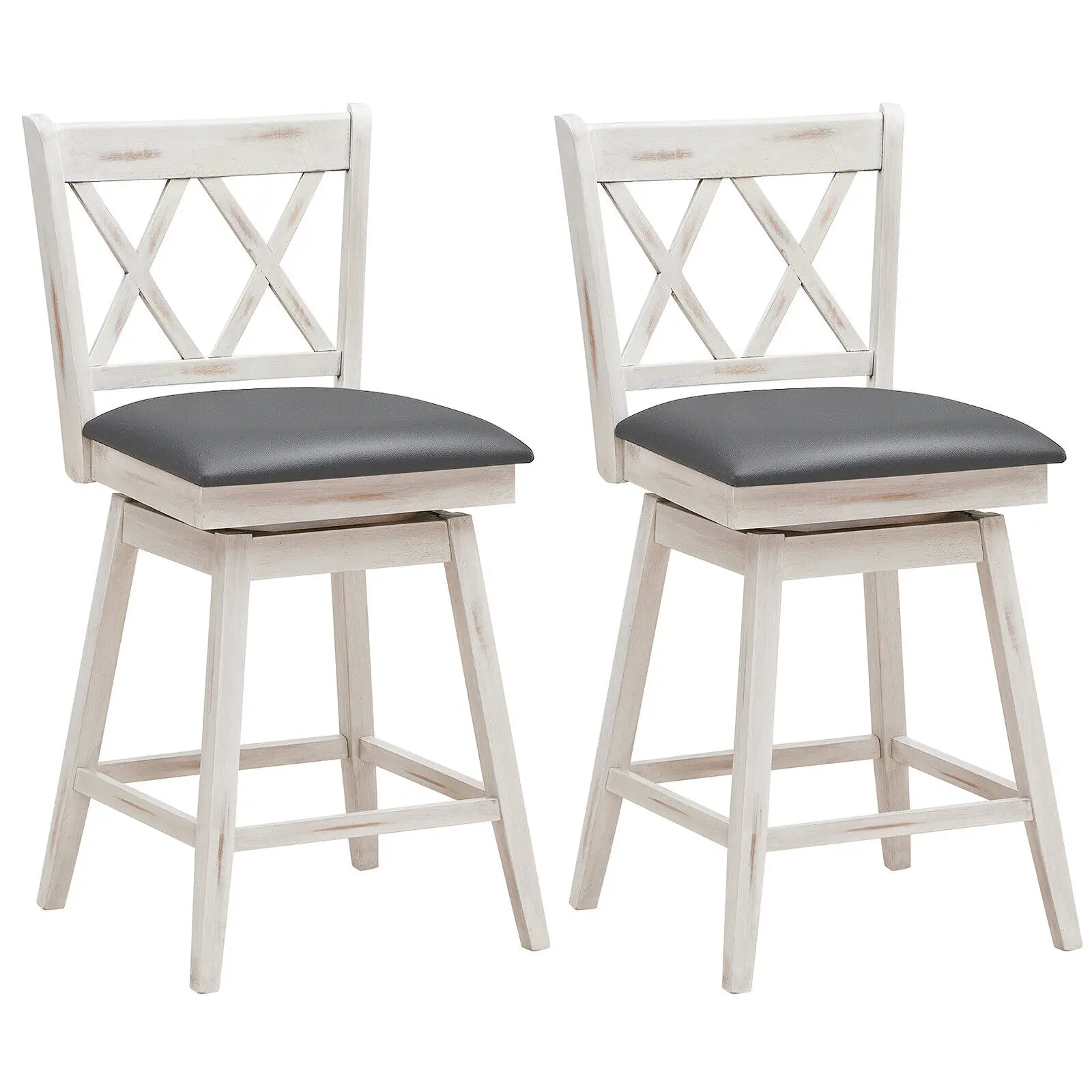 S W/rubber Wood Legs White/black Hw67487wh-24
