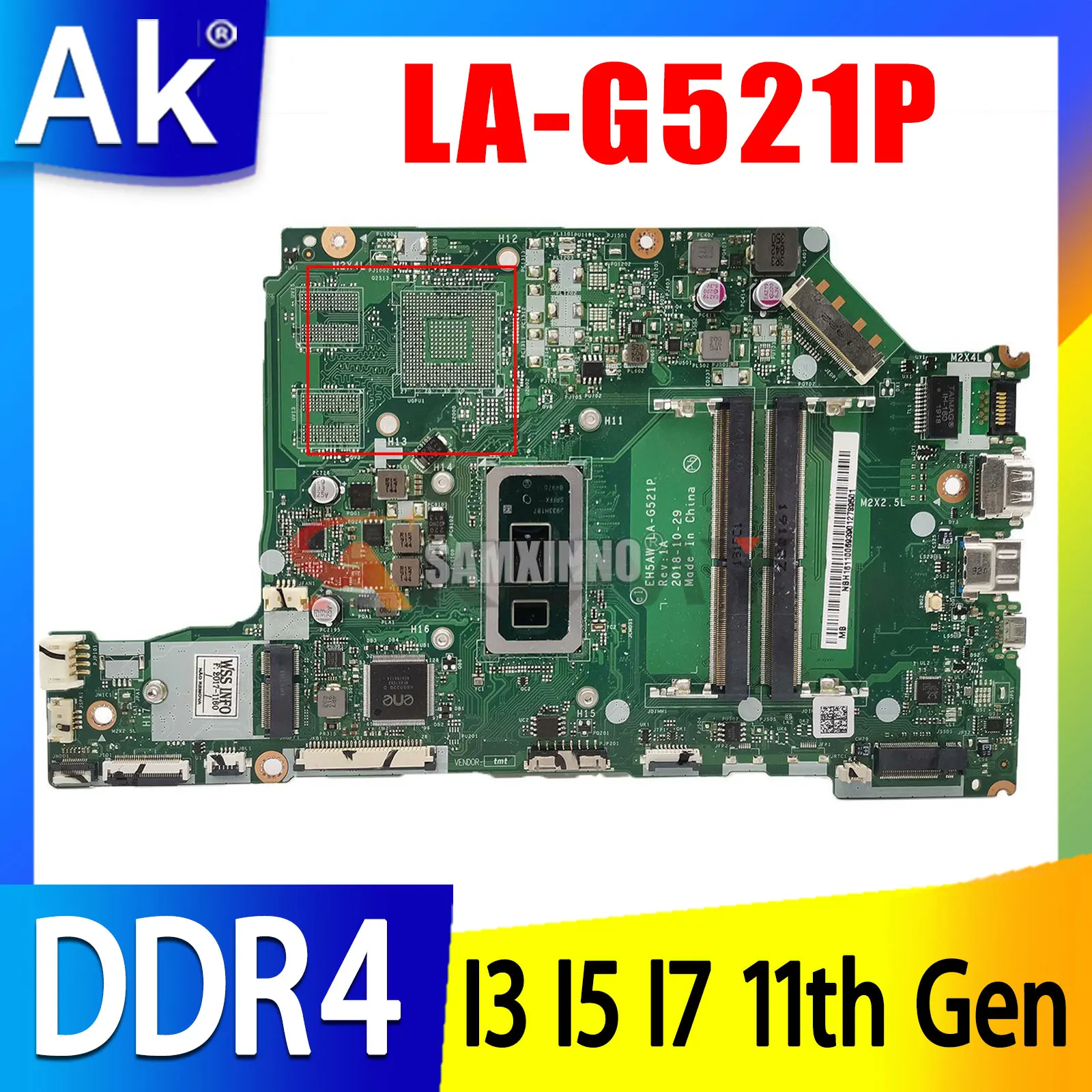 

LA-G521P Motherboard For Acer Aspire A515-52 A515-52G Laptop Motherboard With CPU:I3-8145U I5-8265U I7-8565U DDR4 100% Tested