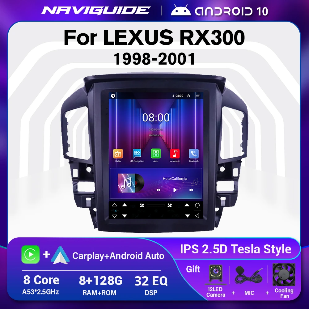 

NAVIGUIDE Tesla Car Radio For Lexus RX300 1998-2001 Toyota Harrier 1998 Android 10 Multimedia Video GPS Navigation No DVD Player