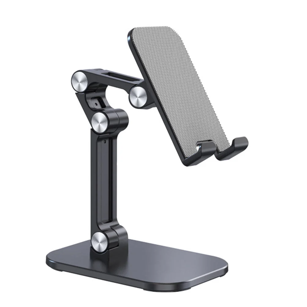 

1PC Phone Support Base Phone Tablet Bracket Desktop Folding Phone Rack (Black)
