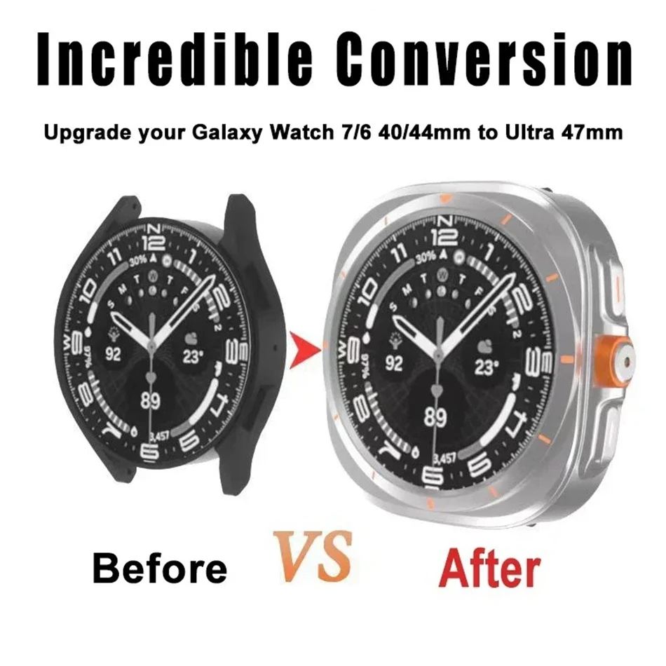 Чехол Change To Ultra 47 мм для Samsung Galaxy Watch 7 6 40 44 защитный чехол + защитное стекло из