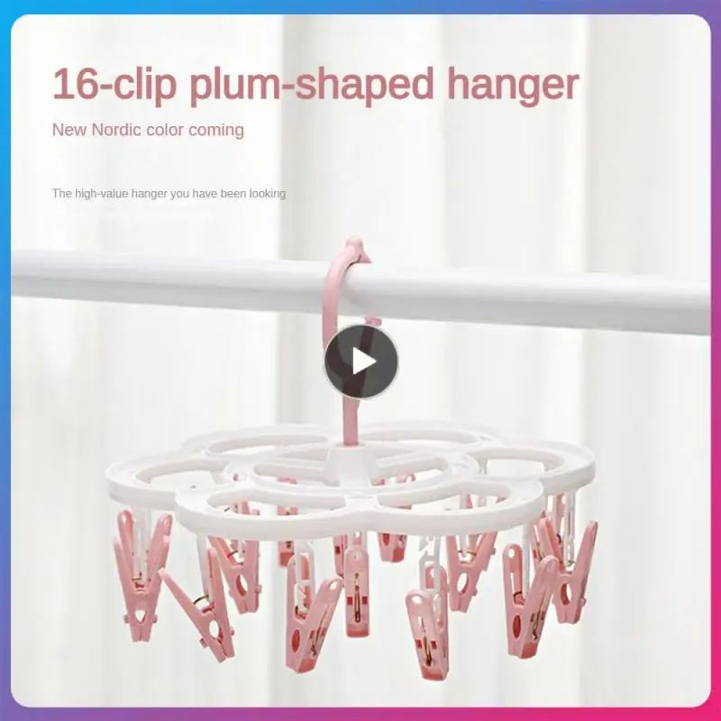 

Plastic Drying Rack Organizer Windproof Plastic Folding Clothes Dryer Hanger With 16 Clips Plastic Clothes Dryer Rack Hanger