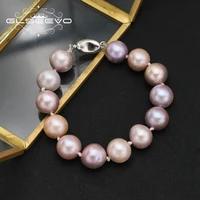 glseevo natural freshwater pink purple round pearls womens bracelets elegant luxury art wedding jewelry anniversary gift
