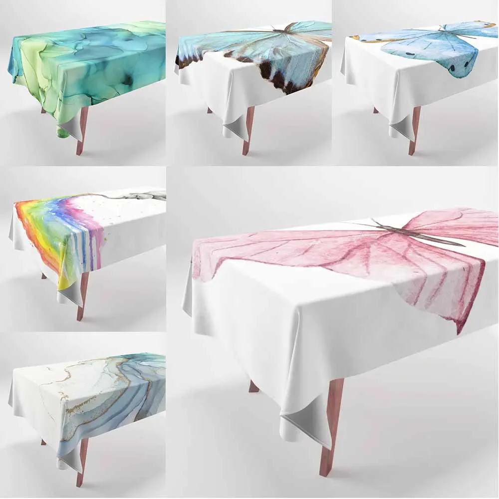 

Cozy Flower Pattern Printed Tablecloth Home Decor Rectangular Party Tablecloth Stain Resistant Tablecloth