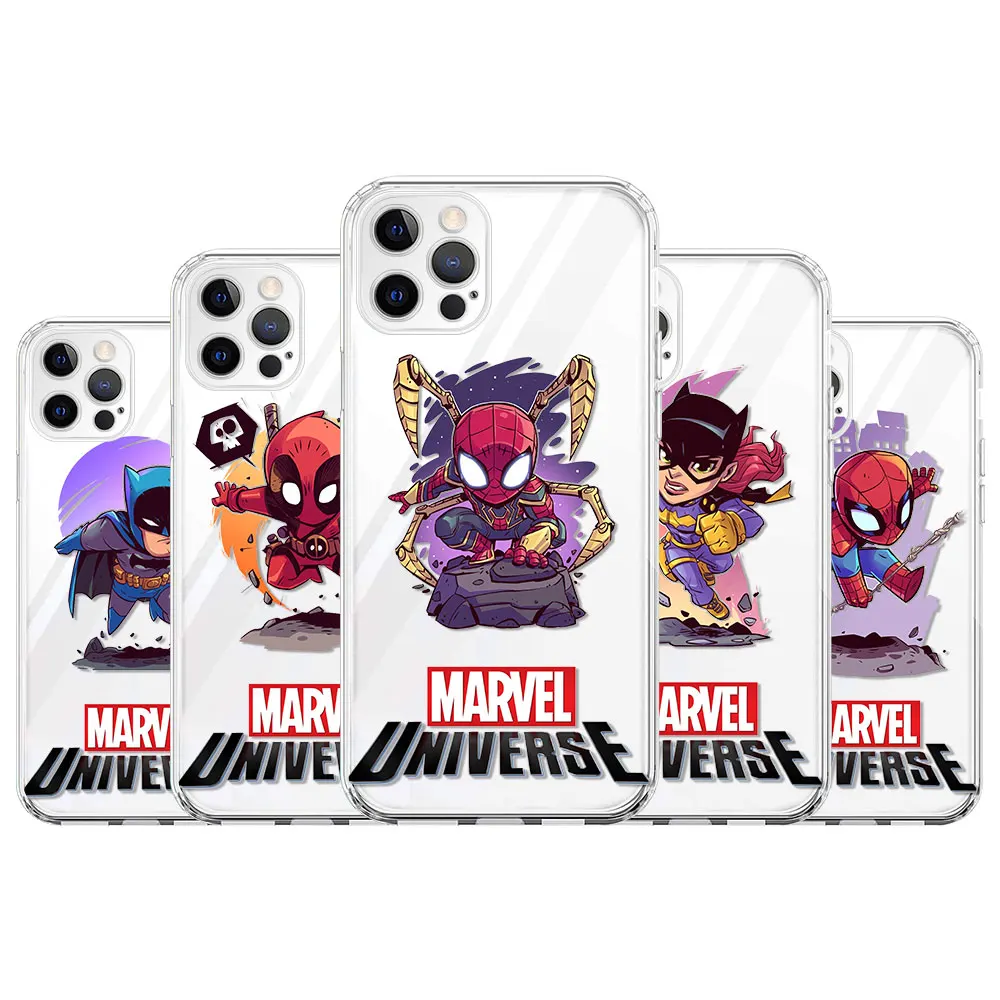 

Clear Phone Case for Apple iPhone 11 12 13 Pro Max 8 7 Plus X XS Silicone Funda Movil 13 Mini XR Cover Avengers Marvel Universe