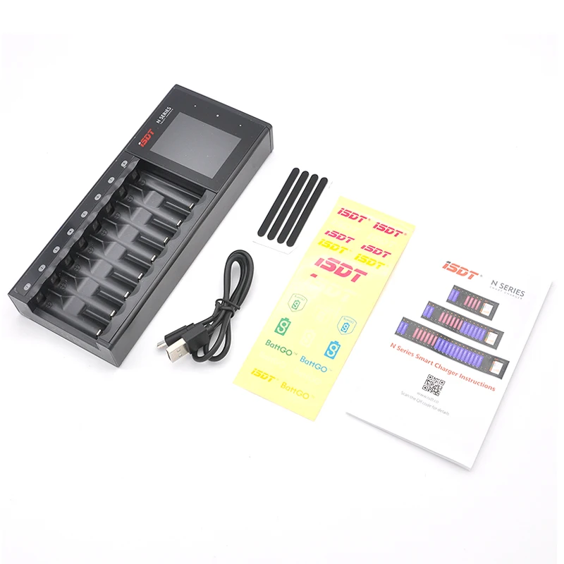 ISDT N8 18W 1.5A 8 Slots Type-C Input LCD AA/AAA Battery Quick Charger for LiIon LiHv Life NiMh Nicd Nizn enlarge