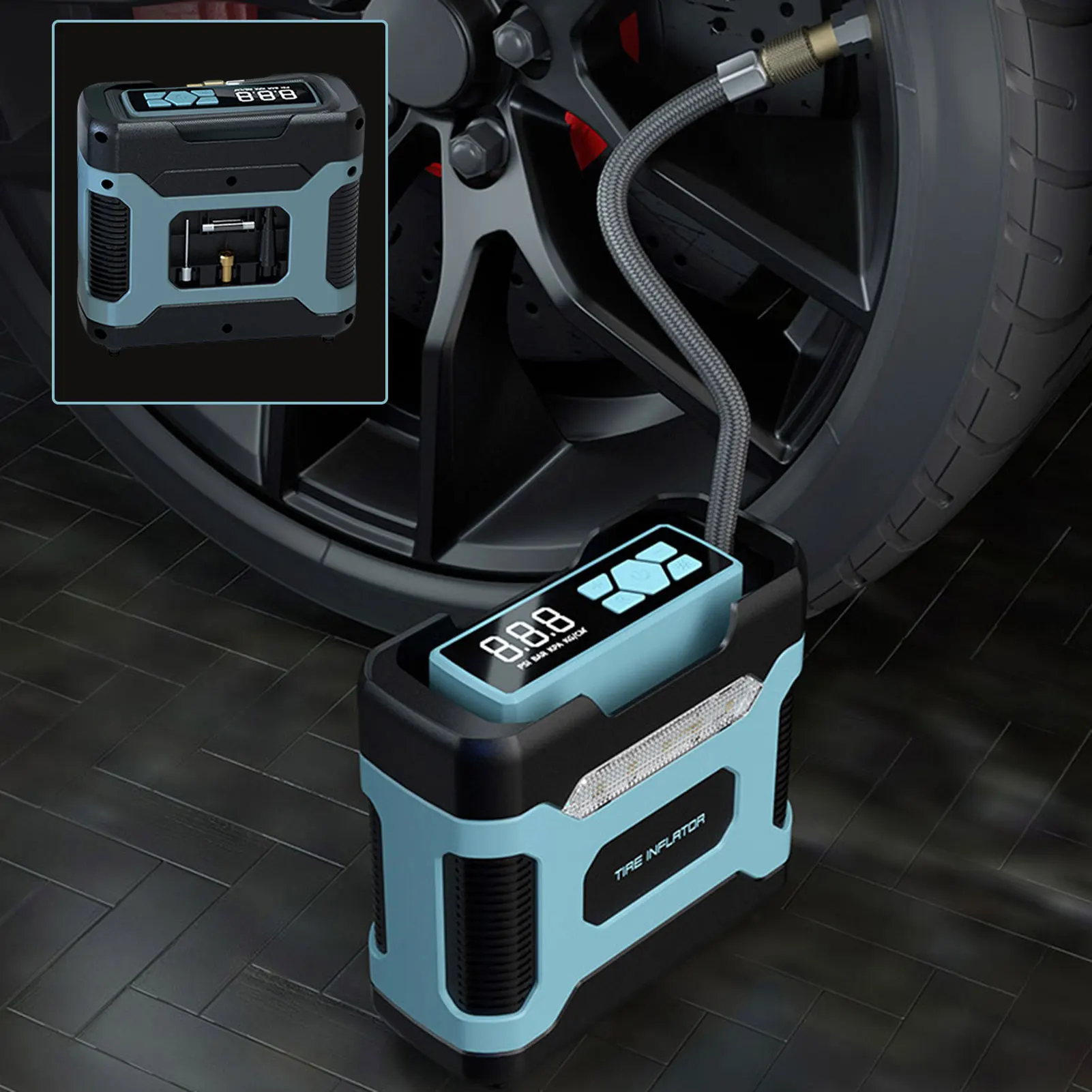 

ATJ-6288 Car Tire Iator Air Compressor 12V 150PSI Digital Display Air Iator Pump With LED Light And Fill-and-Stop Function