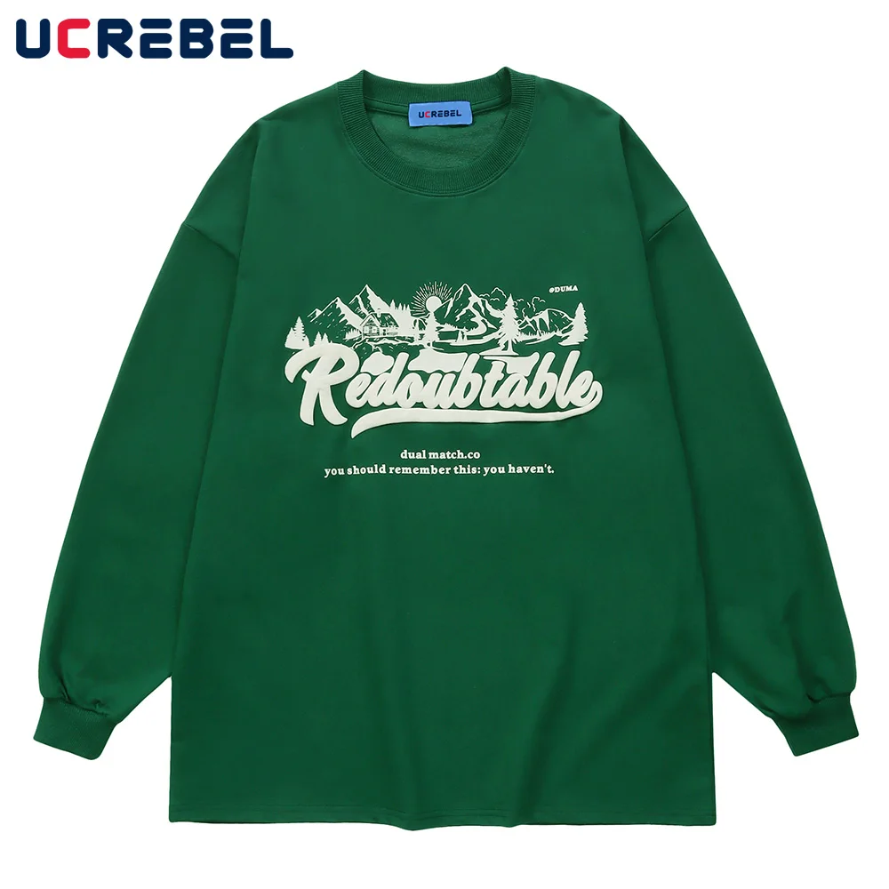 

Мужская хлопковая футболка с длинным рукавом и круглым вырезом, с принтом