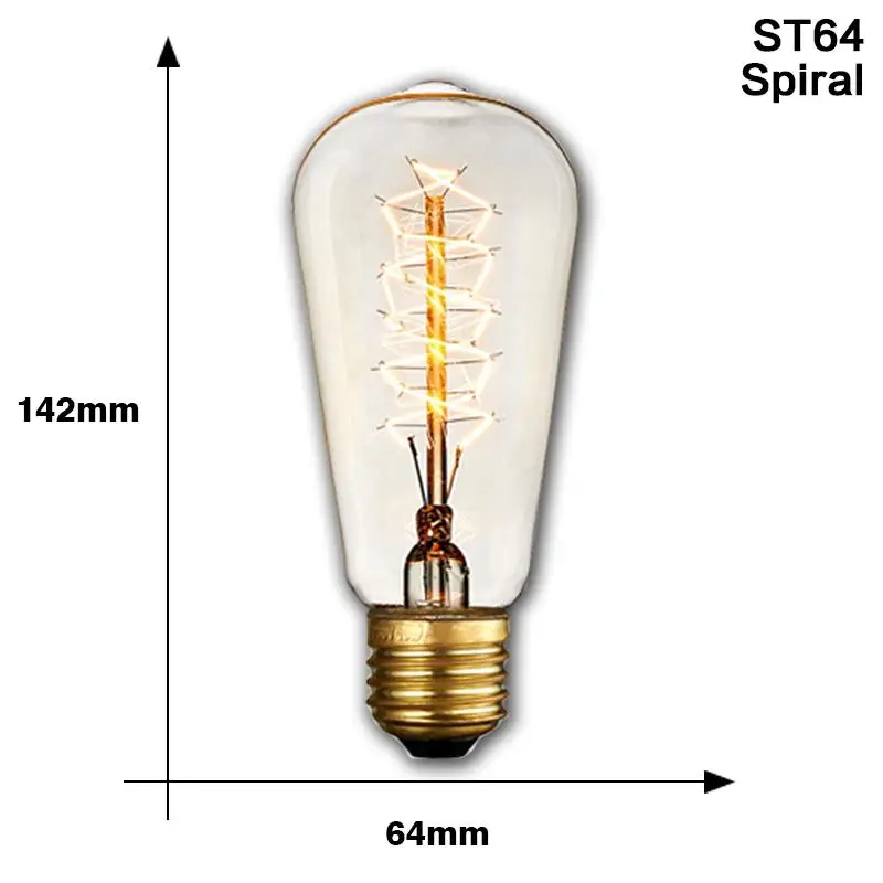 

Парксон ретро лампа накаливания Эдисон dimmable E27 40Вт