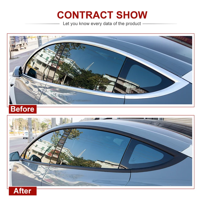 Car Window Frame Sticker for Tesla Model 3 Exterior Decoration Accessories PVC Door Handle Black Protector Trim Strips 2017-2020 2