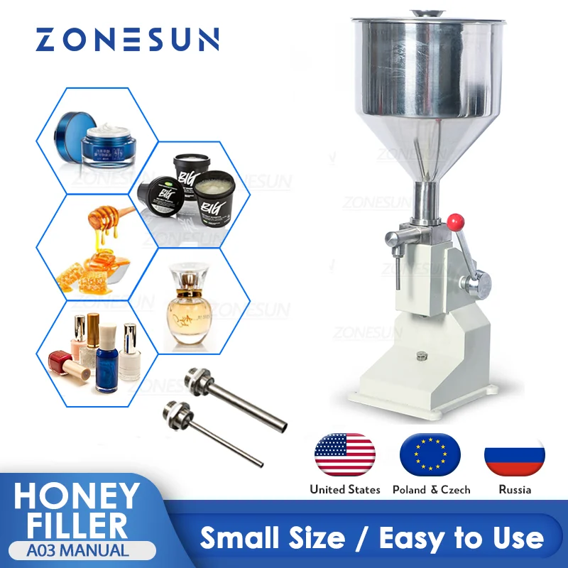 ZONESUN A03 Manual Honey Filling Machine Liquid Paste The Body Shop Oil Cream Bottle Filler Lip Gloss Nail Polish 50 100ml