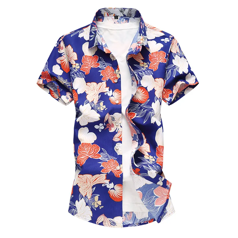 

ZOGAA 2021 Styles Summer Shirt Men Casual Short Sleeve Men's Floral Shirts Hawaii Casual Male Flower Print Beach Holiday 6XL 7XL